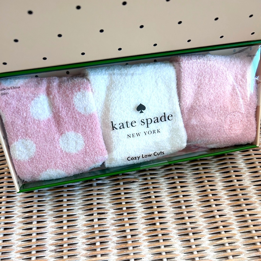 #25 Kate Spade New York Cozy Low Cuts socks pink dots fuzzy stocking stuffers